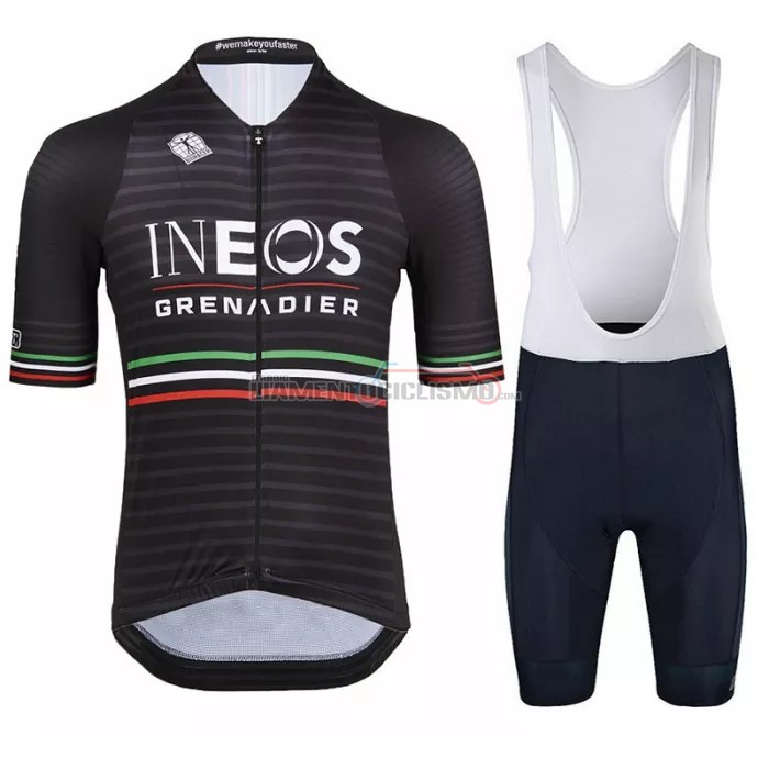 Abbigliamento Ciclismo Ineos Grenadiers Manica Corta 2022 Nero Grigio